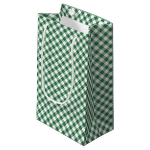 Shamrock Green, White Check Gingham Small Gift Bag