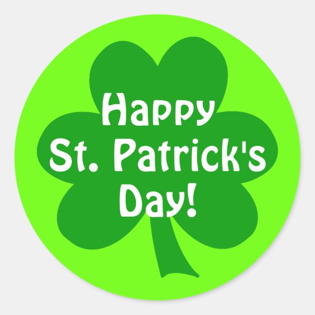 Shamrock Happy St. Patrick's Day Classic Round Sticker (Front)