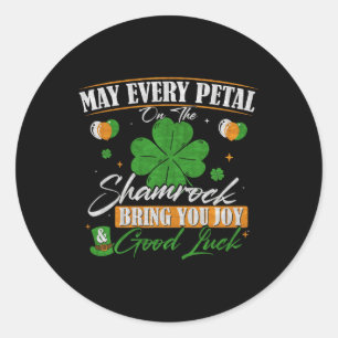 Shamrock Happy St Patricks Day Classic Round Sticker