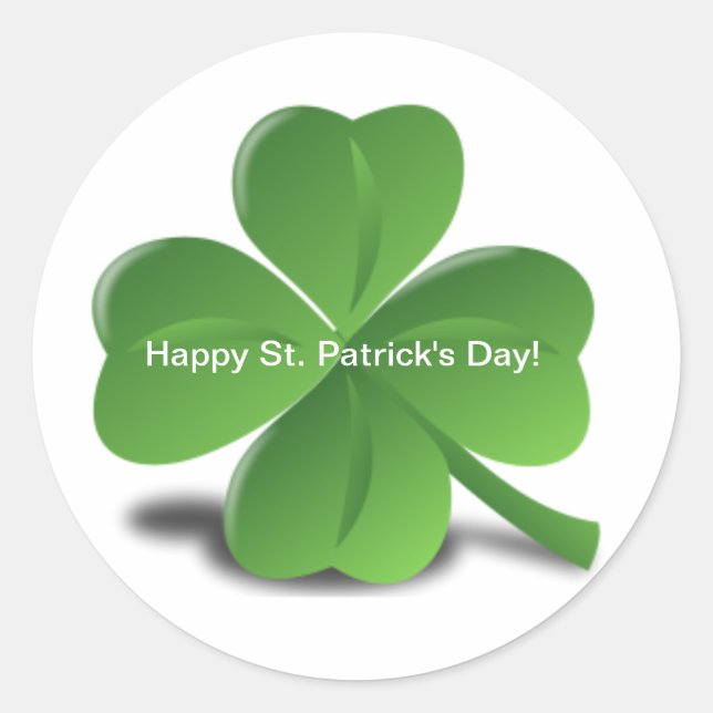 Shamrock Happy St. Patricks Day Simple Clover Classic Round Sticker (Front)