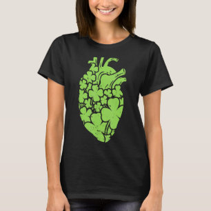 Shamrock Hear Cardiac Nurse St Patricks Day Anatom T-Shirt