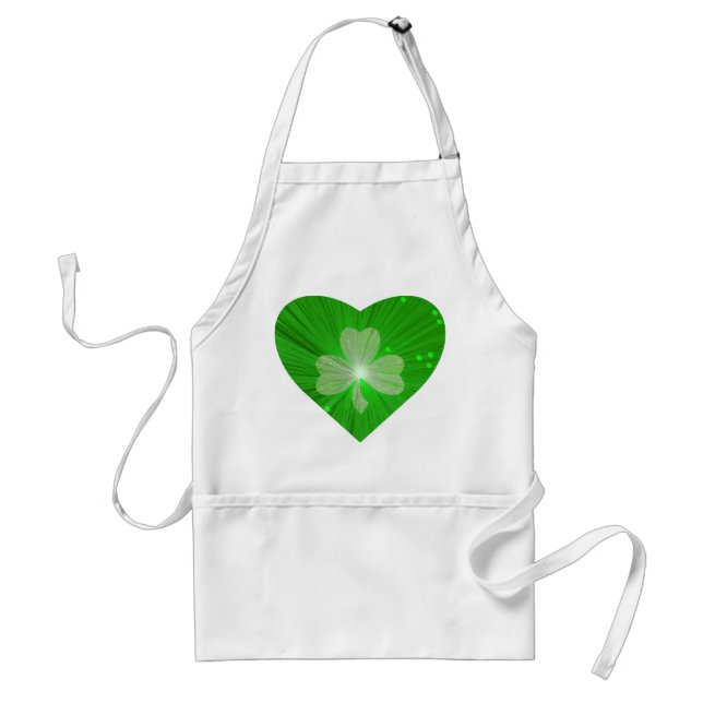 Shamrock Heart apron white (Front)