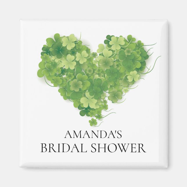 Shamrock Heart Bridal Shower Favour  Magnet (Front)