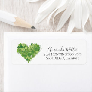 Shamrock Heart  Bridal Shower Return address Label