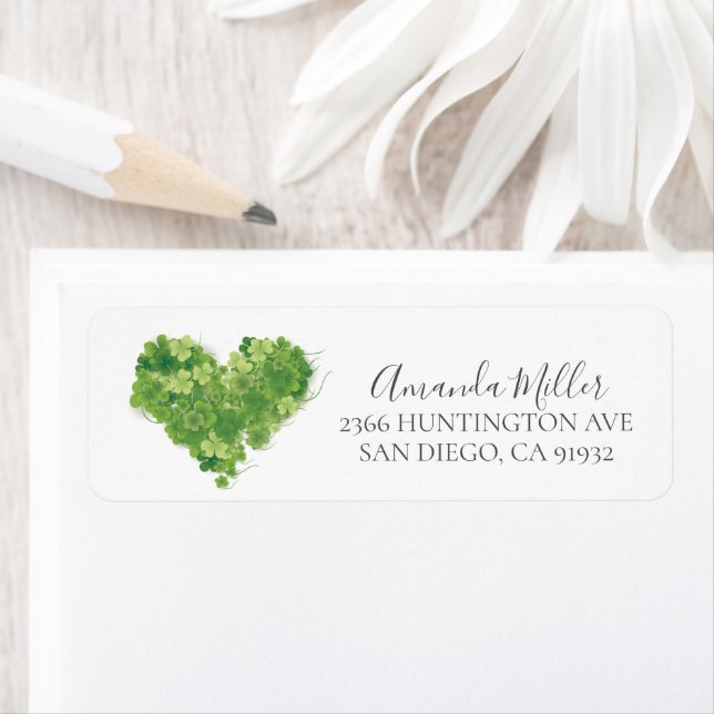 Shamrock Heart  Bridal Shower Return address Return Address Label (Insitu)