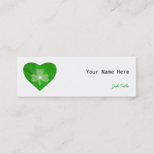 Shamrock Heart business card side white skinny