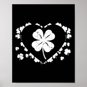 Shamrock Heart Four Leaf Clover Lucky St Patricks Poster