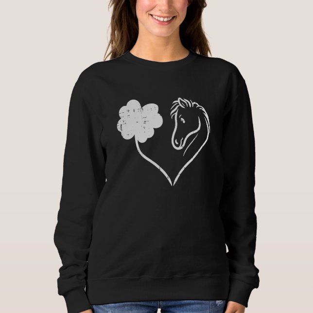 Shamrock Heart Horse C St Patricks Day Women Girls Sweatshirt (Front)