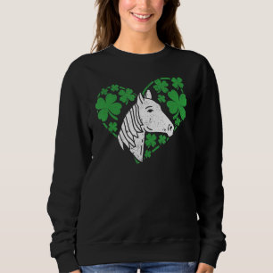 Shamrock Heart Horse Clover St Patricks Day Irish  Sweatshirt