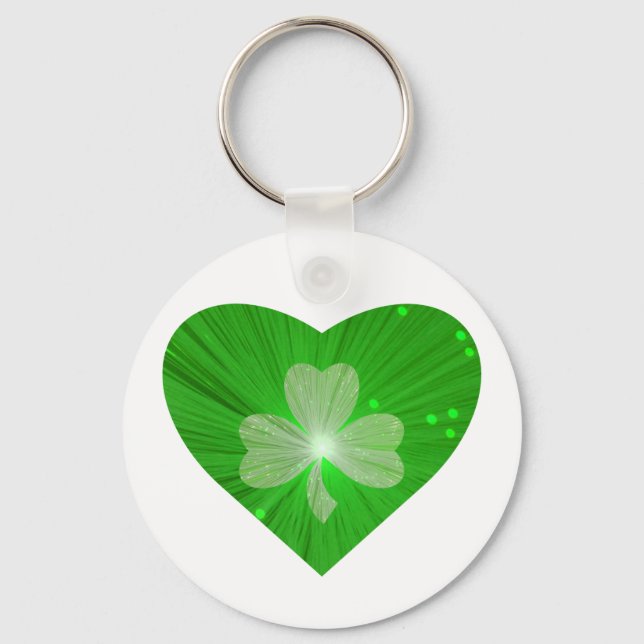Shamrock Heart keychain white (Front)