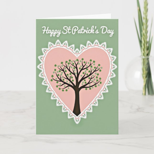 Shamrock Heart St Patricks Day Card (Front)