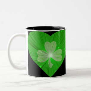 Shamrock Heart two tone mug black