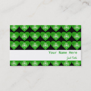 Shamrock Hearts Black white stripe Business Card