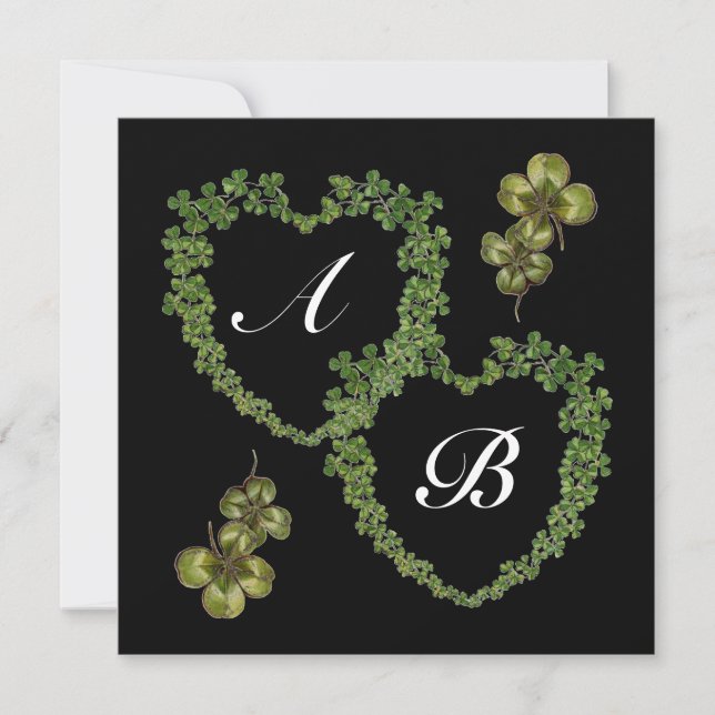 SHAMROCK HEARTS MONOGRAM gold Announcement (Front)