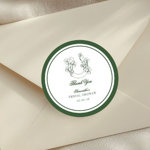 Shamrock Horseshoe Bridal Shower Thank You Classic Round Sticker