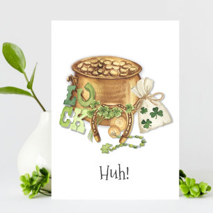Shamrock Horseshoe Luck Funny St Patricks Day Card