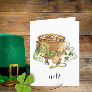 Shamrock Horseshoe Luck Funny St Patricks Day Card