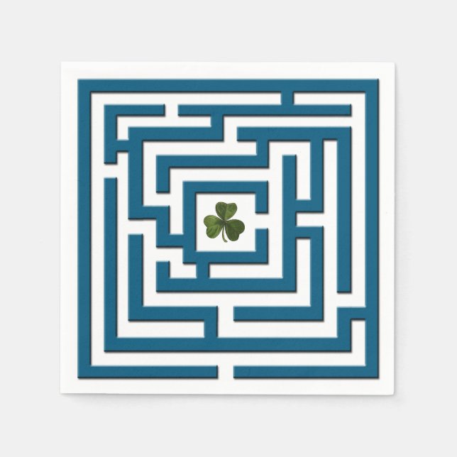 Shamrock in Blue Labyrinth Challenge Napkin (Front)
