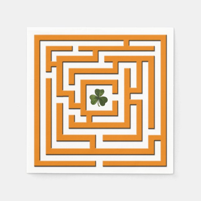 Shamrock in Orange Labyrinth Challenge Napkin (Front)