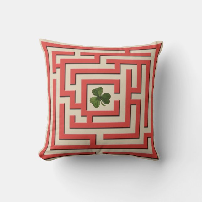 Shamrock in Red Labyrinth Challenge 2 in 1 Cushion (Front)