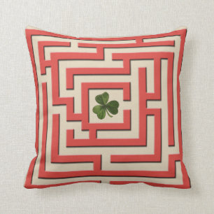 Shamrock in Red Labyrinth Challenge 2 in 1 Cushion