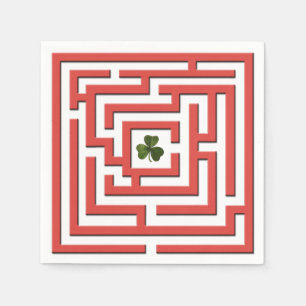 Shamrock in Red Labyrinth Challenge Napkin