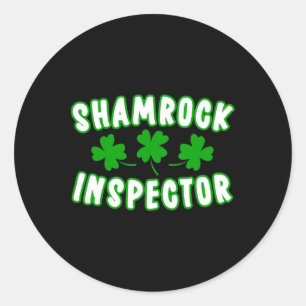 Shamrock Inspector St Patricks Day 1  Classic Round Sticker