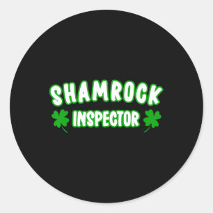 Shamrock Inspector St Patricks Day Classic Round Sticker