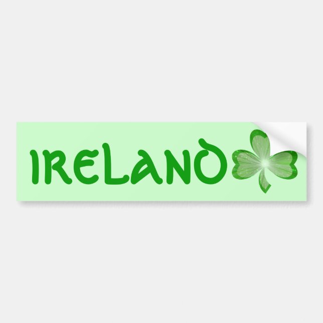 Shamrock 'Ireland' bumper sticker green (Front)