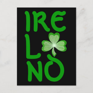 Shamrock 'Ireland' postcard vertical black