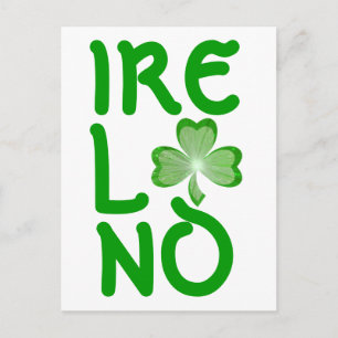 Shamrock 'Ireland' postcard vertical white