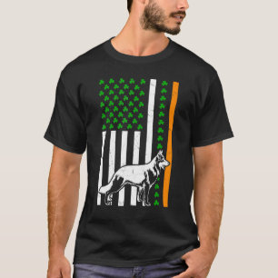 Shamrock Irish American Flag German Shepherd St Pa T-Shirt