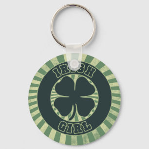 Shamrock Irish Girl Key Ring