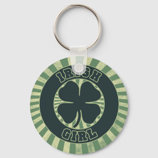Shamrock Irish Girl Key Ring (Front)