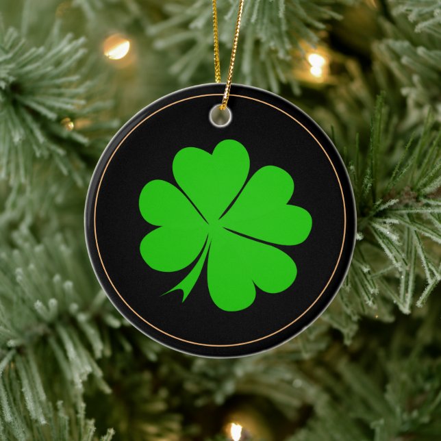 Shamrock & Irish lucky clover leaf /Christmas Ceramic Ornament (Tree)