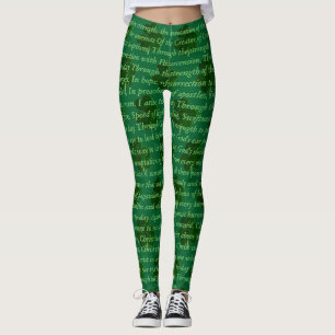 Shamrock Irish Poem St. Patrick Typography Green Leggings