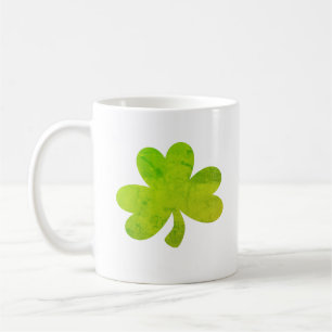 Shamrock Irish Watercolor Texture Painting Coffee Mug