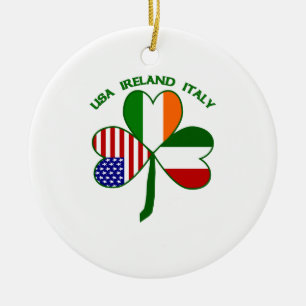 Shamrock Italy USA Irish Ceramic Tree Decoration