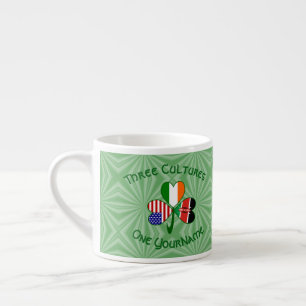 Shamrock Kenya Ireland USA Flags Personalised Text Espresso Cup