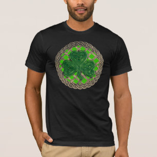 Shamrock, Lattice And Celtic Knots On Green Shirt