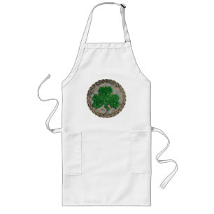 Shamrock, Lattice And Celtic Knots On Grey Apron