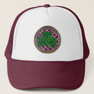 Shamrock, Lattice And Celtic Knots On Purple Hat