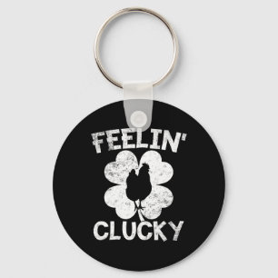Shamrock Leaf Feelin' Clucky Chicken Lucky St. Pat Key Ring