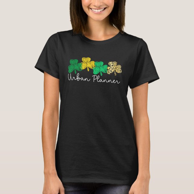 Shamrock Leopard Saint Paddy's Urban Planner St Pa T-Shirt (Front)