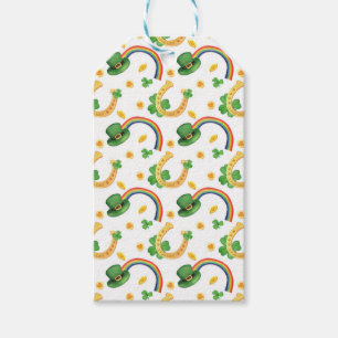 Shamrock & Leprechaun Hat With Rainbow Pattern Gift Tags