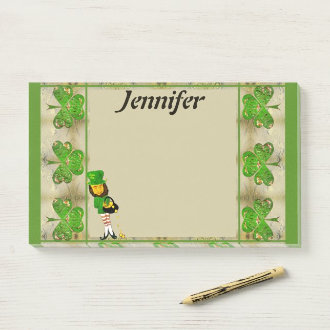 Shamrock Leprechaun Post-It Notes (On Desk)