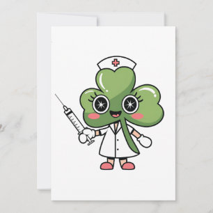 Shamrock Lucky Charm Nurse Kawaii Lucky Charm Invitation