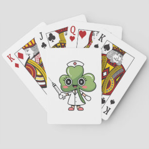 Shamrock Lucky Charm Nurse Kawaii Lucky Charm Playing Cards