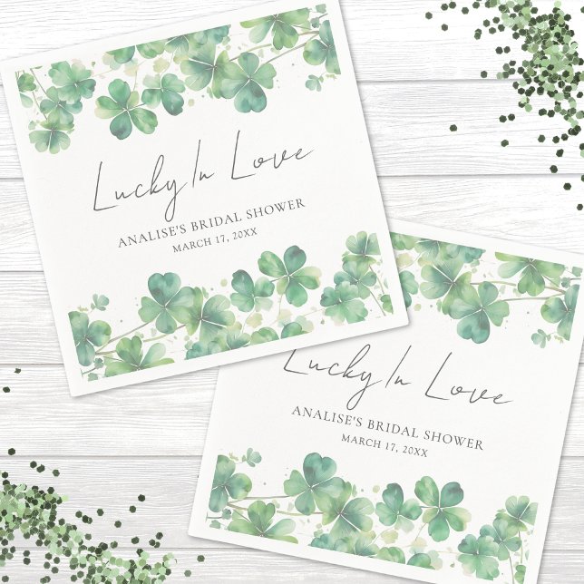 Shamrock Lucky In Love Bridal Shower Napkin (Shamrock Lucky In Love Bridal Shower Napkins )