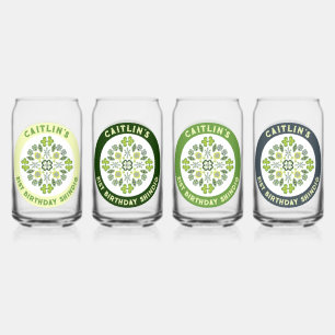 Shamrock Mandala 21st Birthday Party Can Glass